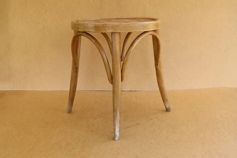 Antique Vintage Wooden Chair Stool Embossed Seat Bentwood Mundus Style 1960's Cover