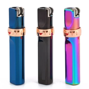 ✅ Free Name engrave ✅JET BLUE FLAME LADIES LIGHTER ✅METAL✅ GAS Lighter✅ #08 - Picture 1 of 54