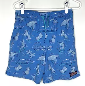 Vineyard Vines Boys Swim Swimsuit Trunks 16 L Large Blue Sea Print Board Shorts - Picture 1 of 4