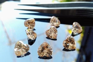 Cubic Zirconia AAA quality Heart Shape Champagne Color CZ Loose Stones 3 to 8mm - Picture 1 of 3
