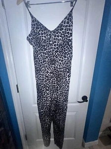 En Focus Studio Women’s Size 14 Leopard Print Gray/Black Romper / Jumpsuit - Picture 1 of 10