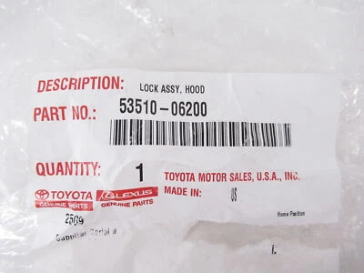 Conjunto de pestillo de bloqueo de capó genuino OEM Toyota 53510-06200 2012-2014 Camry Foto 1 de 4