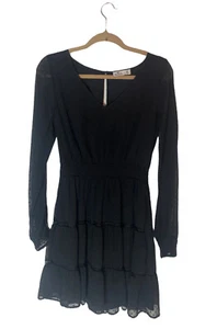 Abercrombie & Fitch Women Black Casual Long Sleeve Ruffle Dress Size Medium - Picture 1 of 4