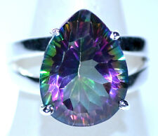 Purple Green Mystic Fire Quartz Gem Ring .925 Sterling SILVER Rings Sizes M to U