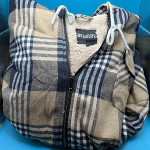 Elesuit 2XL Flannel Shirt Hoodie Jacket with Hood L/S Quilted Lined Plaid Coat - Picture 1 of 5