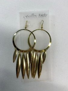 NWT Fashion Earrings , Goldtone, Ring W/ Tear Drops, Hook - Picture 1 of 5