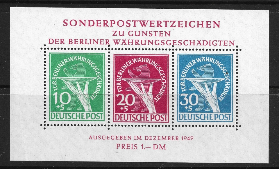 BERLIN 1949 SEMI-POSTAL SOUVENIR SHEET  MICHEL BLOCK#1 MNH - Image 1 of 1