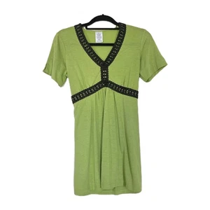 Top Babydoll Vintage Y2K Mujer S Verde Lima Hada Boho Festival Corbata Espalda Trenzada - Imagen 1 de 8