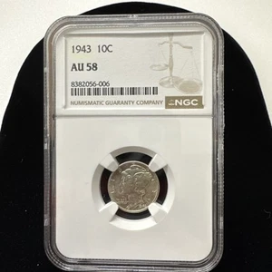 1943 10C Mercury Dime NGC AU58. USA. - Picture 1 of 8