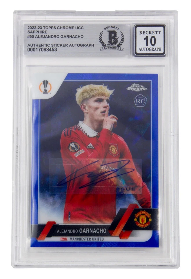 Alejandro Garnacho Signed 2022-23 Topps Chrome UCC Sapphire Rookie Card – BGS 10 - Image 1 of 2