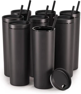 Maars Maker dünner Becher mit Strohhalm 20oz MK20B-BK34-01 weich matt schwarz 8er Pack - Bild 1 von 6