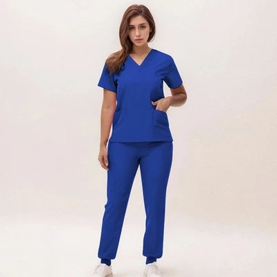 2025 Professional Medical Scrub Set For Women V-Neck Uniform Jogger Pants Gift - Image 1 of 4