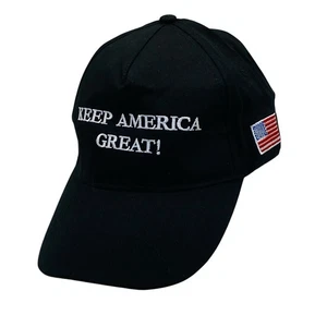 Trump "Keep America Great!" Baseball Cap OSFM Black Embroidered USA Flag Hat NEW - Bild 1 von 11