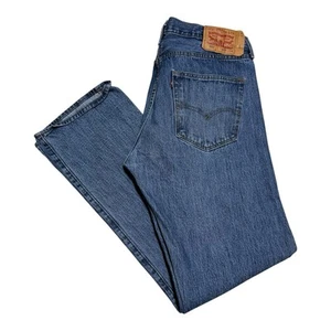 Levi’s 501 Button Fly Straight Leg Blue Cotton Jeans Men’s 36x34 (Fits 35x33) - Picture 1 of 11