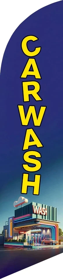 Car Wash Advertising  Feather Flag Swooper Sign Car Wash 3 - Image 1 of 1