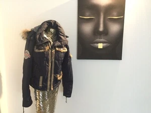 Nickelson Designer Jacke Dunkelblau mit Fellapplikationen - Bild 1 von 7