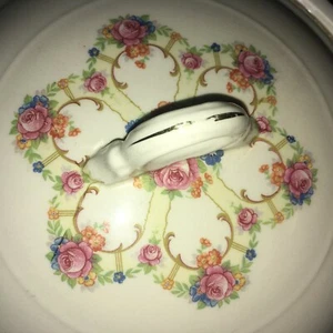 Vintage 1940s American Limoges Vegetable Serving Bowl & Lid 22K Gold Fortune  - Foto 1 di 12