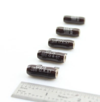 Nueva cantidad 5 OHMITE 100 ohmios 1D57F NOS potencia resistencia cerámica vintage 1967 EE. UU. Foto 1 de 4