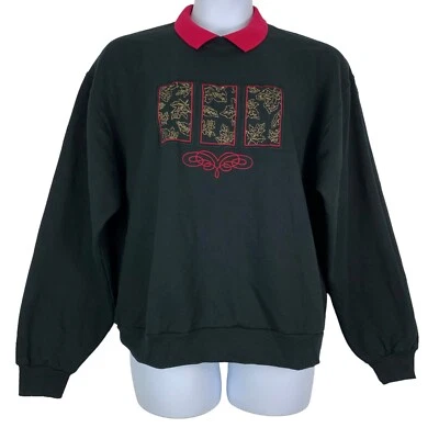 Sudadera Pullover Jerzees Vintage Talla Grande Bordada Hojas de Otoño Cuello Foto 1 de 4