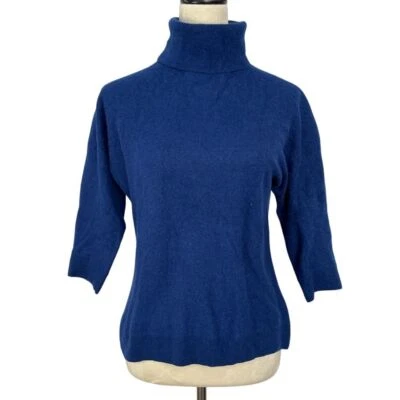 Joe Fresh Cashmere Turtleneck Sweater 3/4 Sleeve Pullover Top Junior Sz XL Blue - Image 1 of 4