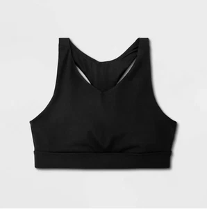 Girls' V-Neck Microfiber Bra - All in Motion Black S - Picture 1 of 2