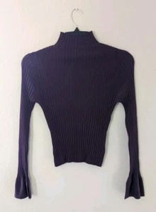 HOOKED UP Womens Plum Purple Ribbed Long Sleeve Turtle Neck Sweater Juniors M - Picture 1 of 4