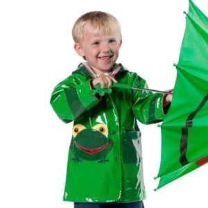 Chaqueta impermeable para niños Abrigo para niños Rana verde Impermeable con capucha Mac - Kidorable - Imagen 1 de 4