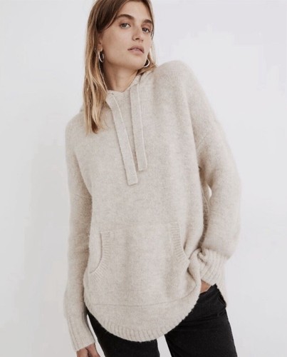 OFF WHITE Maglione donna Madewell taglia S Wilmington felpa con cappuccio avena bianco sporco NB371