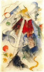 Sketch of the Brenner road [1] by Franz Marc Giclee Reproduction on Canvas - Picture 1 of 1
