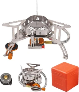 Windproof Portable Backpacking Stove Burner with Piezo Ignition,Stove Adapter,Pl - Picture 1 of 7