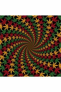 3D RASTA HOJA ESPIRAL PAÑUELO-MÁSCARA, DIADEMA, BUFANDA 22 X 22-100% ALGODÓN-marihuana - Imagen 1 de 1