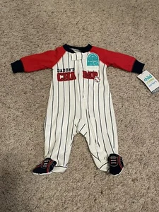 Baby Boy Size Preemie Baseball Sleeper - Picture 1 of 4