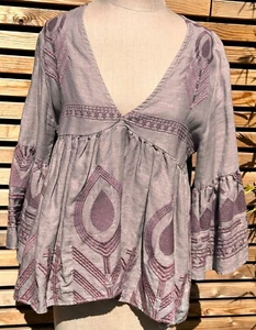 Griechisches archaisches Kori Mauve Leinen Top beschriftet Medium - Bild 1 von 9