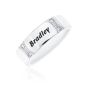 Personalisierter Damen-Bandring Sterlingsilber Edel Gefühle Diamant besetzt - Bild 1 von 6