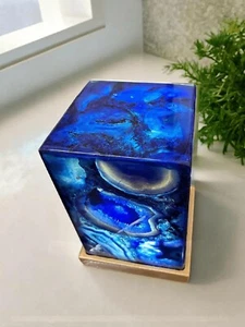 4"x4"x6" Blue Geode Agate Lamp Bedside Lamp, Interior Bedroom Decor Gifts - Picture 1 of 8