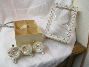 Vtg Germany 3 Mercury Glass Christmas Ornaments silver double Indent Tops #18 - Picture 1 of 4