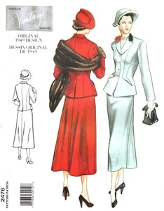 Chaqueta Falda De Colección Circa 1949 Patrón de Costura Talla 6-10 Vogue 2476 Nueva Fuera de imprenta - Imagen 1 de 2