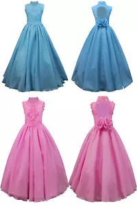 Niña Concurso Boda Fiesta Vestido Formal AZUL AGUA ROSA Talla: 3,4,5,6,7,8,10,12 - Imagen 1 de 13