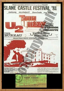 Thin Lizzy Slane Castle Ireland 1981 Poster With Ticket A4-A3-A2 Sizes - Foto 1 di 1