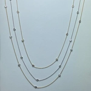 14kt yellow or white gold Cable necklace with natural diamonds 16/18 inch - Picture 1 of 10