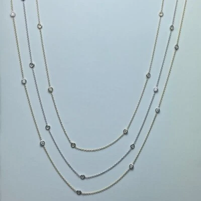 14kt yellow or white gold Cable necklace with natural diamonds 16/18 inch - Image 1 of 3
