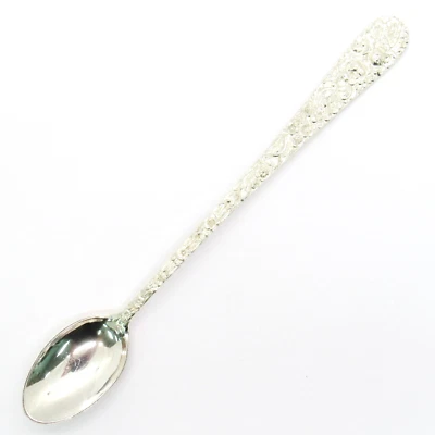 CUCHARA DE TÉ HELADA STIEFF ROSA PLATA ESTERLINA 7-1/2"" .925 CUBIERTOS SIN MONO Foto 1 de 4