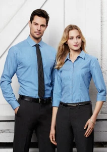 Biz Collection Men's Ellison Long Sleeve Checked Business Shirt W/ Chest Pocket - Picture 1 of 11
