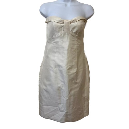 ABITO TUBINO ROSSO VALENTINO DESIGNER TUBINO CHAMPAGNE BEIGE SETA GREZZA UK 10 IT42