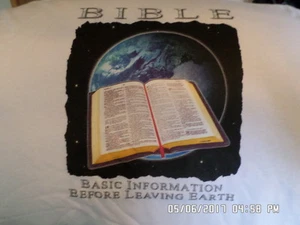 NEW Religious T-Shirts: "Bible Basic Information Before Leaving Earth" (White) - Picture 1 of 1
