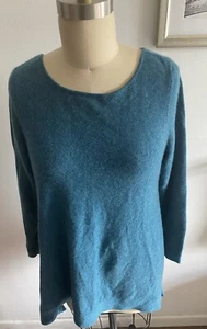 Women’s Cashmere Sweater, Tunic Teal Size Large-XL Pullover Length 31” Chest 38” - Picture 1 of 5