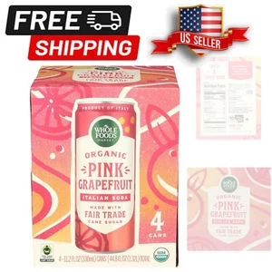Organic Pink Grapefruit Soda (4 Pack) - 11.2 Fl Oz Cans - Crafted in Italy - Picture 1 of 8