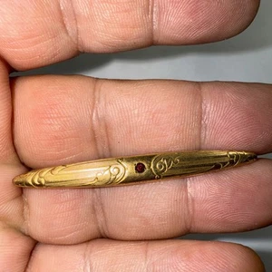 Brooch Bar Pin Gold Filled Ruby Glass Good filled 100 Years Old - Picture 1 of 10