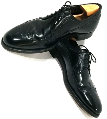 Vtg Bostonian Footsaver Leather Oxford Dress Shoes Men 9½ Black Longwing Brogue  - Image 1 of 4