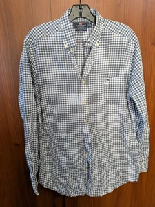 Herren Vineyard Vines Performance Slim Fit Tucker Hemd M mittelblau Gingham - Bild 1 von 12